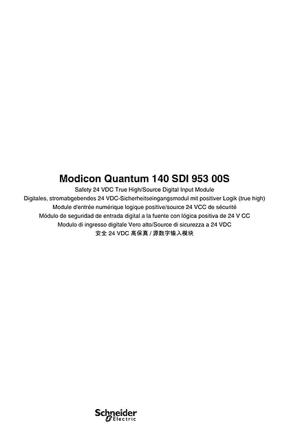schneider施耐德140SDI95300S Safety 24 VDC True High_Source Digital Input Module_ Instruction Sheet